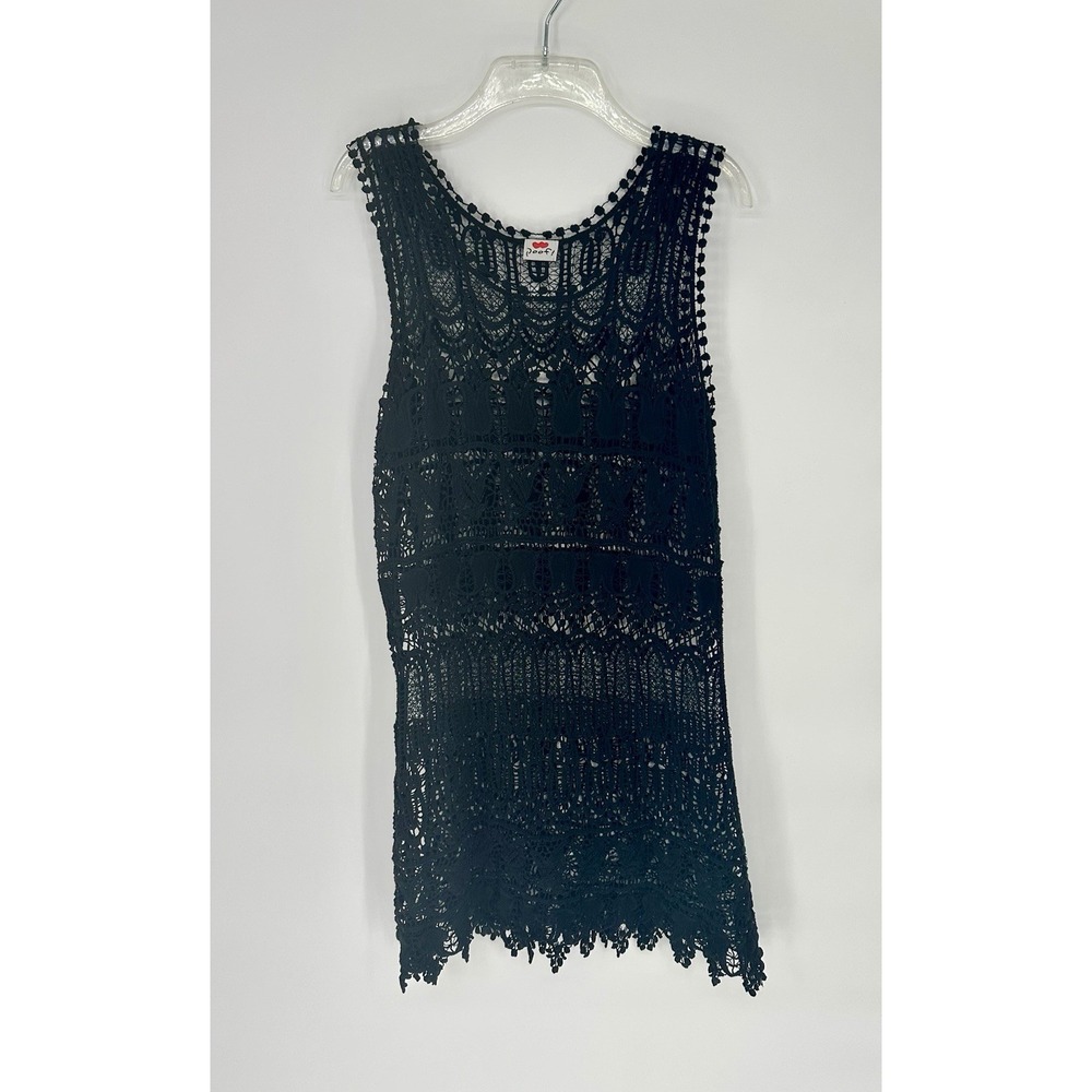 Crochet Mini Dresss Dark Fairycore Black Poof M/L